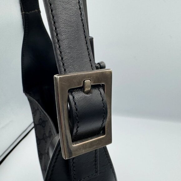 GUCCI JACKIE GG BLACK LEATHER CANVAS SHOULDER BAG - VERY GOOD CONDITION - Picture 5 of 10
